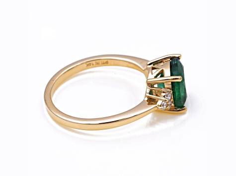 2.18 Ctw Emerald With 0.12 Ctw White Diamond Ring in 14K YG