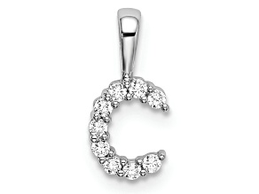Rhodium Over 14K White Gold Lab Grown Diamond Letter C Initial Pendant