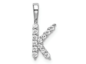 Rhodium Over 14K White Gold Lab Grown Diamond Letter K Initial Pendant