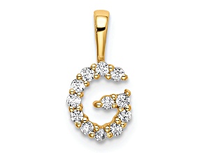 14K Yellow Gold Lab Grown Diamond Letter G Initial Pendant