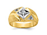10K Two-tone Yellow and White Gold Men's Polished and Satin Diamond Ring 0.28ctw