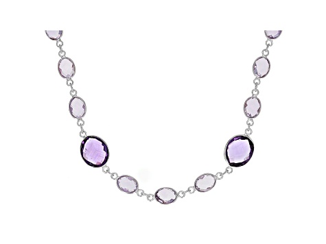 45ctw Oval Shape Amethyst Sterling Silver Necklaces