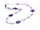 45ctw Oval Shape Amethyst Sterling Silver Necklaces