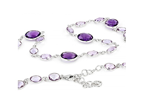 45ctw Oval Shape Amethyst Sterling Silver Necklaces