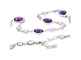 45ctw Oval Shape Amethyst Sterling Silver Necklaces