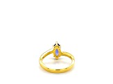 18K Yellow Gold Over Sterling Silver Marquise Tanzanite and White Zircon Ring 1.15ctw