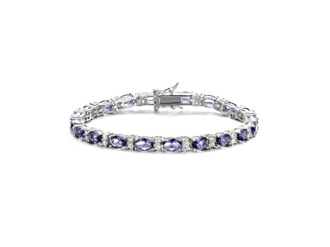 Purple Cubic Zirconia, Rhodium over Sterling Silver Tennis Bracelet