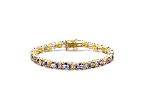Purple Cubic Zirconia, 14K Gold over Sterling Silver Tennis Bracelet