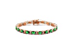 Emerald Green Cubic Zirconia, 18K Rose Gold over Sterling Silver Tennis Bracelet