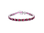 Ruby Red Cubic Zirconia, Rhodium over Sterling Silver Tennis Bracelet