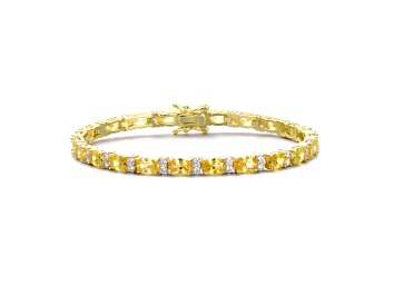 Picture of Yellow Cubic Zirconia, 14K Gold over Sterling Silver Tennis Bracelet