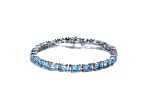 Blue Topaz Cubic Zirconia, Rhodium over Sterling Silver Tennis Bracelet