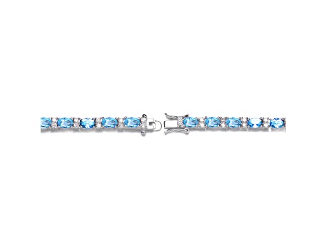 Blue Topaz Cubic Zirconia, Rhodium over Sterling Silver Tennis Bracelet