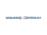 Blue Topaz Cubic Zirconia, Rhodium over Sterling Silver Tennis Bracelet