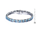 Blue Topaz Cubic Zirconia, Rhodium over Sterling Silver Tennis Bracelet