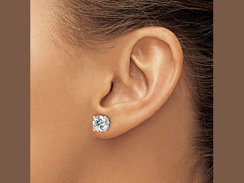 Rhodium Over 14K Gold Lab Grown Diamond 4ct. VS/SI GH+, 4-Prong Earrings