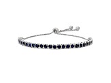 Round Lab Created Blue Sapphire Sterling Silver Bolo Bracelet 1.21ctw