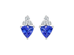 Tanzanite With White Diamond Rhodium Over 14k White Gold Earrings 0.88ctw