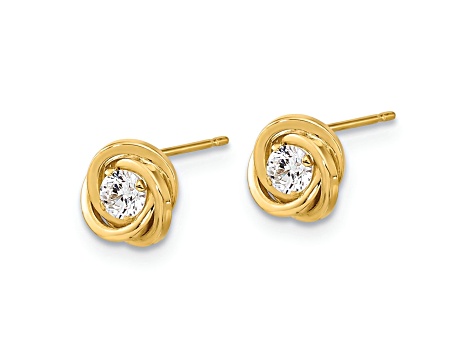 14k Yellow Gold Polished Cubic Zirconia 6.5mm Love Knot Stud