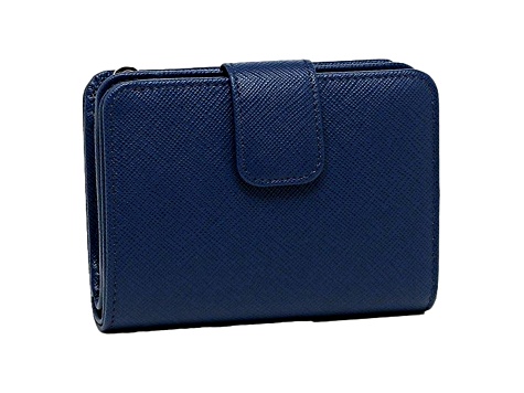 Prada Blue Multi-Colored Saffiano Wallet with Coin Pouch
