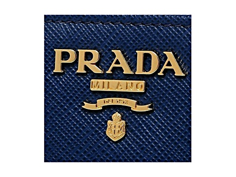 Prada Blue Multi-Colored Saffiano Wallet with Coin Pouch