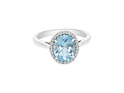14K White Gold Oval Aquamarine Ring 1.16Ctw