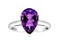 12x8mm Pear Shape Amethyst Rhodium Over Sterling Silver Ring