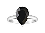 12x8mm Pear Shape Black Onyx Rhodium Over Sterling Silver Ring