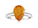 12x8mm Pear Shape Citrine Rhodium Over Sterling Silver Ring
