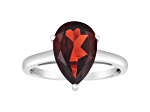12x8mm Pear Shape Garnet Rhodium Over Sterling Silver Ring