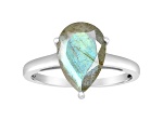 12x8mm Pear Shape Labradorite Rhodium Over Sterling Silver Ring