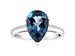 12x8mm Pear Shape London Blue Topaz Rhodium Over Sterling Silver Ring