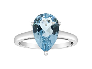 Picture of 12x8mm Pear Shape Sky Blue Topaz Rhodium Over Sterling Silver Ring
