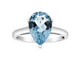 12x8mm Pear Shape Sky Blue Topaz Rhodium Over Sterling Silver Ring