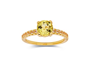 Round Lab Created Yellow Sapphire with White Topaz Accents 18K Yellow Gold Over Sterling Silver Ring