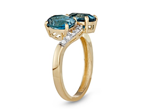 Oval London Blue Topaz 10K Yellow Gold Ring 2.65ctw