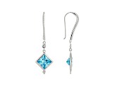 Judith Ripka 4ctw Square Sky Blue Bella Luce Topaz Simulant Rhodium Over Silver Earrings w/Topaz