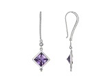 Judith Ripka 4ctw Square Bella Luce Amethyst Simulant Rhodium Over Silver Earrings w/White Topaz