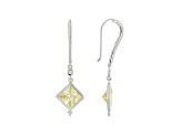 Judith Ripka 4ctw Square Canary Bella Luce Diamond Simulant Rhodium Over Silver Earrings w/Topaz