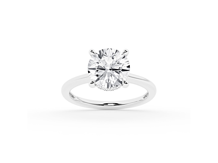 Certified White Lab-Grown Round Diamond F VS 14K White Gold Solitaire Ring 2.60ctw