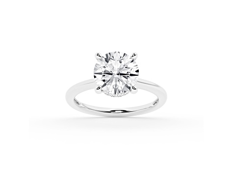 Certified White Lab-Grown Round Diamond F VS 14K White Gold Solitaire Ring 2.60ctw