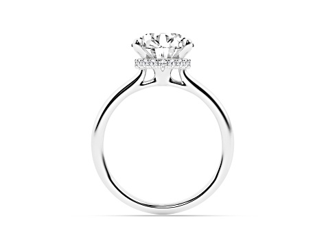 Certified White Lab-Grown Round Diamond F VS 14K White Gold Solitaire Ring 2.60ctw