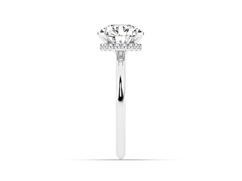 Certified White Lab-Grown Round Diamond F VS 14K White Gold Solitaire Ring 2.60ctw