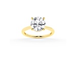Certified White Lab-Grown Round Diamond F VS 14K Yellow Gold Solitaire Ring 2.60ctw