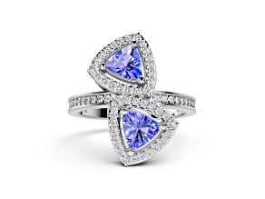 14K White Gold Tanzanite and Diamond Ring 0.80 ctw