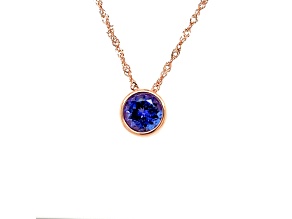 Round Tanzanite and Cubic Zirconia 18K Rose Gold Over Sterling Silver Pendant with chain, 2.15ctw.