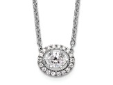 Rhodium Over 14K White Gold Lab Grown Diamond Halo Oval 18 Inch Necklace 0.68ctw