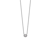 Rhodium Over 14K White Gold Lab Grown Diamond Halo Oval 18 Inch Necklace 0.68ctw