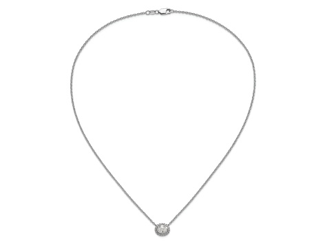 Rhodium Over 14K White Gold Lab Grown Diamond Halo Oval 18 Inch Necklace 0.68ctw