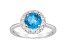 7mm Round Swiss Blue Topaz And White Topaz Accents Rhodium Over Sterling Silver Halo Ring